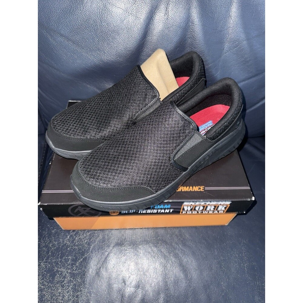 Men's Slip Resistant Shoes Size 13 Skechers Black Squad Chaos Urgran 200273/BLK